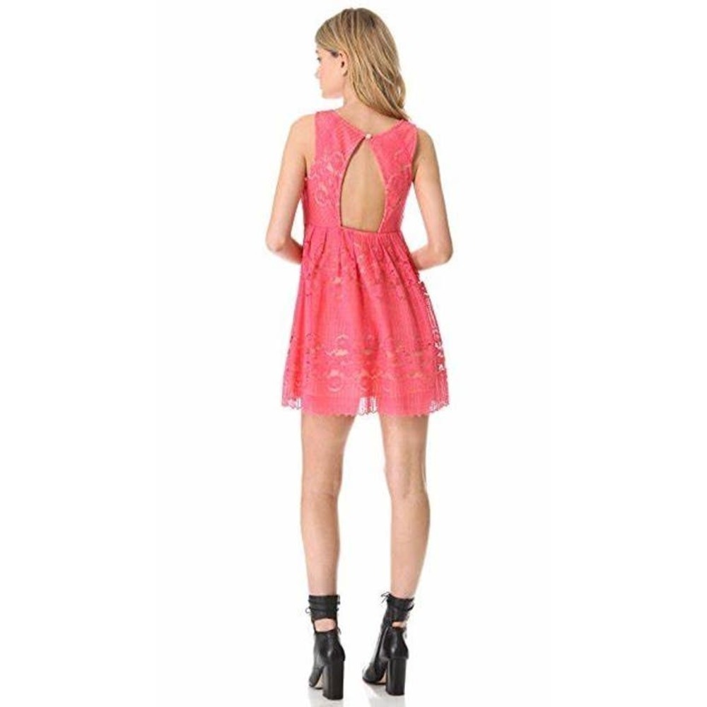 Free People Womens Rocco Lace Open Back Mini Dress Size 10 Pink